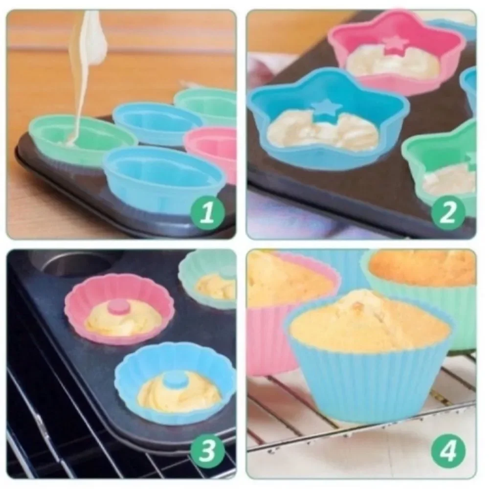 New27 Pcs Reusable Silicone Cupcake Baking Cups /Muffin and Non-Stick Muffin Cup